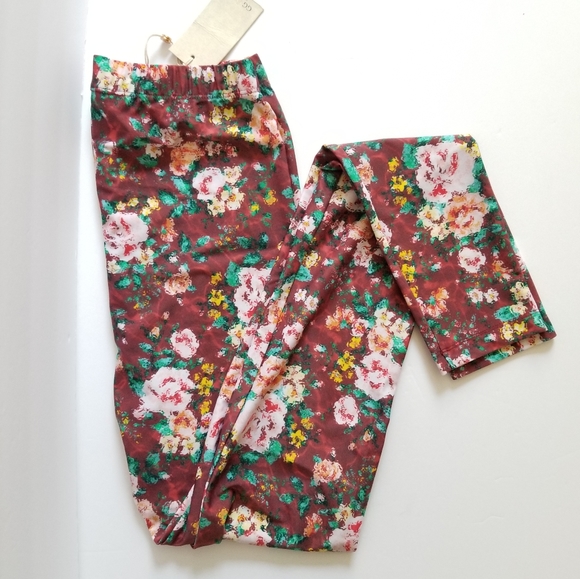 Golden Goose Pants - Golden Goose Floral Print Leggings Size Medium Maroon Multicolor